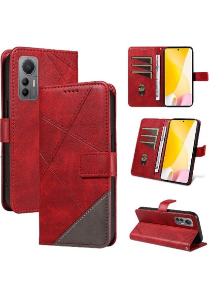 Elmas Dikiş ve Kart Yuvası Deri ile Xiaomi 12 Lite Için Flip Case (Yurt Dışından)