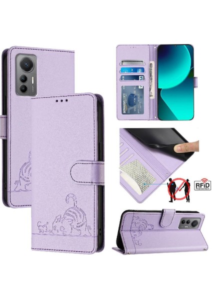 Xiaomi 12 Lite Kedi Rfıd Kart Yuvası Tutucu Için Kickstand Cüzdan Flip (Yurt Dışından)