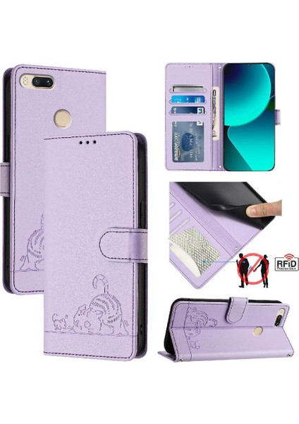Xiaomi Mi A1 Kart Yuvası Tutucu Için Kickstand Cüzdan Kapak Çevirin Kedi Rfıd (Yurt Dışından) indirimleri