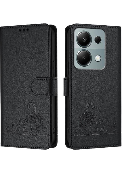 Xiaomi Poco M6 Pro 4g Kedi Rfıd Kart Yuvası Tutucu Kickstand Cüzdan (Yurt Dışından)