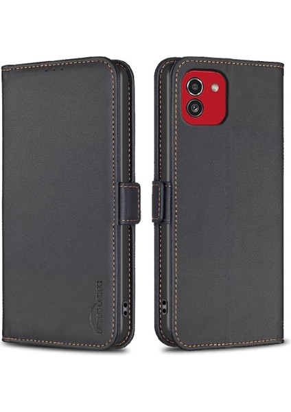 Samsung Galaxy A03 Kickstand Manyetik Pu Deri Cüzdan Tpu Için Flip Case (Yurt Dışından)