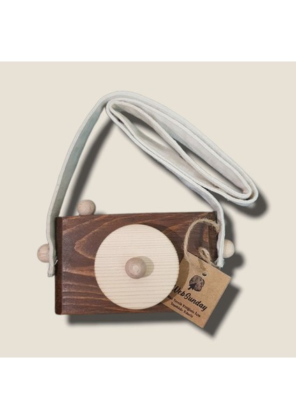 Dekoratif Organik Fotoğraf Makinesi, 1 2 3 Yaşındaki Erkek ve Kız Montessori Oyuncak-Kahverengi