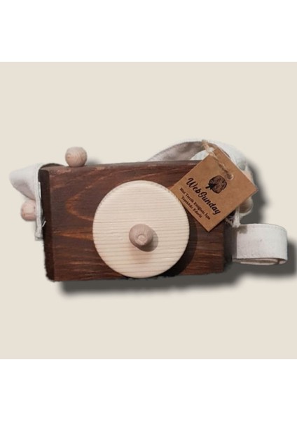 Dekoratif Organik Fotoğraf Makinesi, 1 2 3 Yaşındaki Erkek ve Kız Montessori Oyuncak-Kahverengi fiyatları