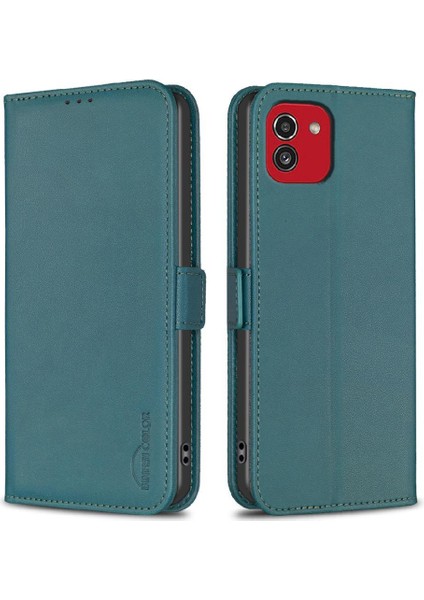 Samsung Galaxy A03 Kickstand Manyetik Pu Deri Cüzdan Tpu Için Flip Case (Yurt Dışından)