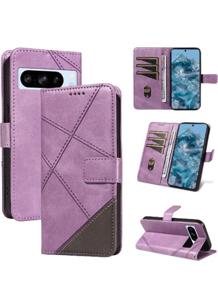 Elmas Dikiş ve Kart Yuvası Kılıfı ile Google Pixel 8 Pro Için Flip Case (Yurt Dışından)