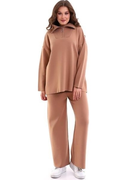 Oversize Fermuarlı Triko Alt Üst Takım 1805