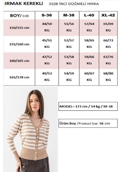 Inci Düğmeli Çizgili Triko Hırka 3108