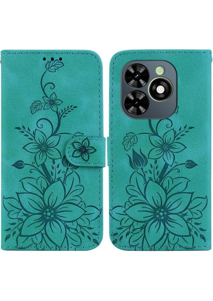 Tecno Spark G0 2024 Manyetik Kabartmalı Zambak Kart Tutucu Için Flip Case (Yurt Dışından)