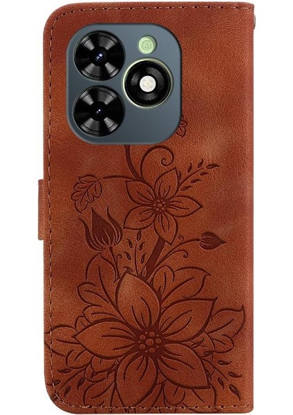 Tecno Spark G0 2024 Manyetik Kabartmalı Zambak Kart Tutucu Için Flip Case (Yurt Dışından)