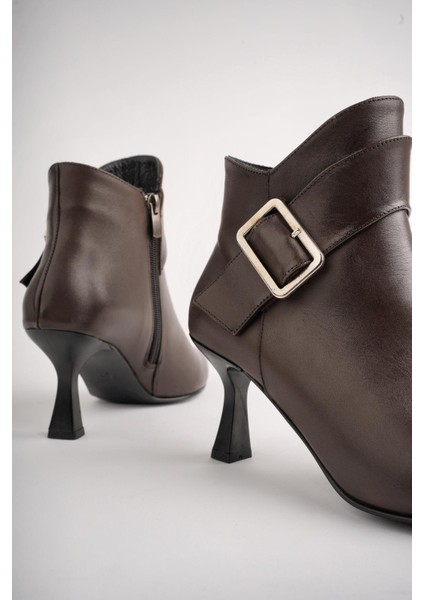 Monica Garantili Hakiki Deri Kemer ve Toka Detaylı Fermuarlı Ince Topuklu Kadın Bot modelleri