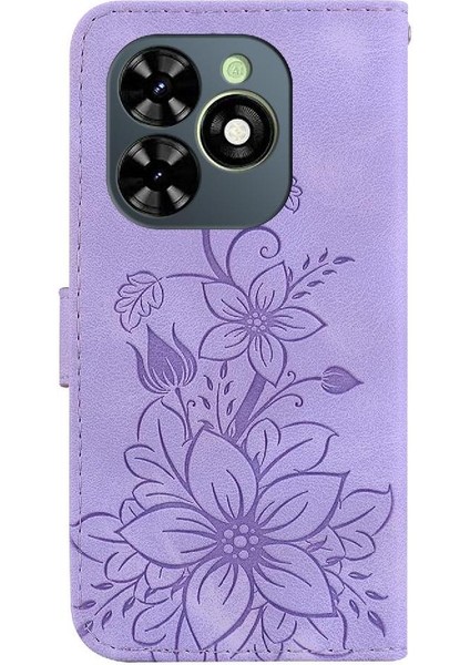 Tecno Spark G0 2024 Manyetik Kabartmalı Zambak Kart Tutucu Için Flip Case (Yurt Dışından)