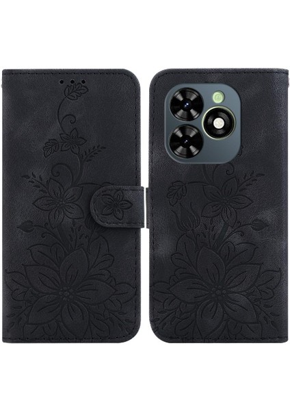 Tecno Spark G0 2024 Manyetik Kabartmalı Zambak Kart Tutucu Için Flip Case (Yurt Dışından)