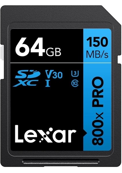 64GB Lexar LSD0800P064G-BNNNG Professıonal 800X Pro Sdxc Uhs-I Cards Up To 150MB/S Read C10 V30 U3