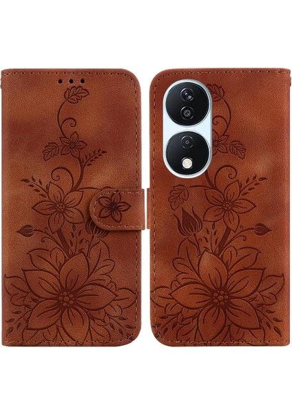 Onur X7B Için Flip Case Kickstand Kabartmalı Zambak Manyetik Cüzdan Kart Tutucu (Yurt Dışından) indirimleri