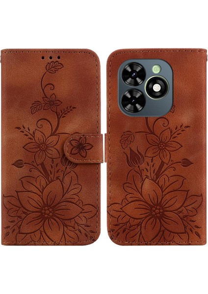 Infinix Akıllı 8 Kabartmalı Zambak Manyetik Kart Tutucu Kickstand Için Flip Case (Yurt Dışından)