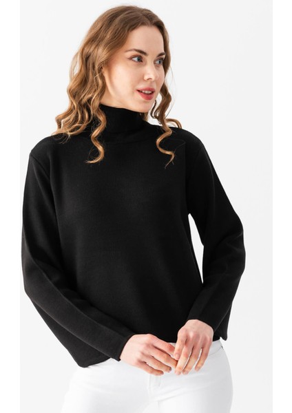 Balon Kol Balıkçı Yaka Triko Kazak Triko Bluz 1104