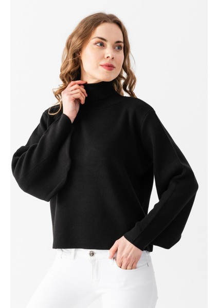 Balon Kol Balıkçı Yaka Triko Kazak Triko Bluz 1104 modelleri