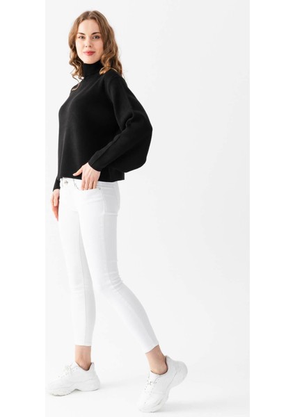 Balon Kol Balıkçı Yaka Triko Kazak Triko Bluz 1104 fırsatları