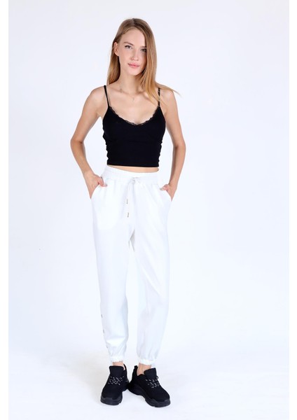 4281A Paça Çıtçıtlı Eşofman Beyaz