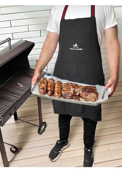 Siyah Cepli Barbekü Önlüğü Yağ ve Duman Koruma Pratik ve Şık 78X68 cm