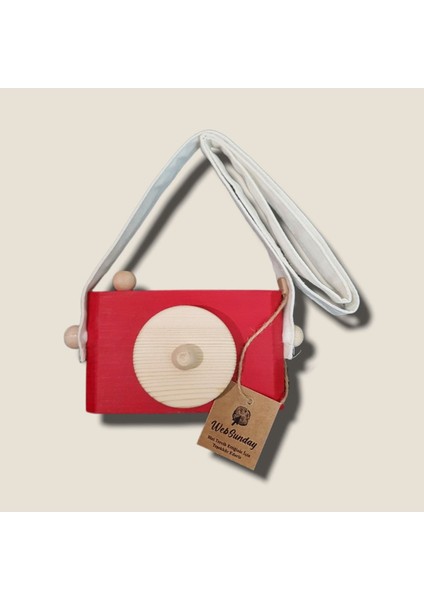 Dekoratif Organik Fotoğraf Makinesi, 1 2 3 Yaşındaki Erkek ve Kız Montessori Oyuncak- Kırmızı