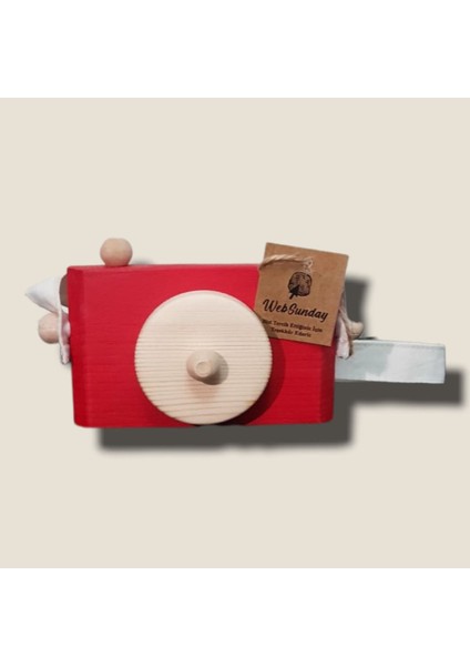 Dekoratif Organik Fotoğraf Makinesi, 1 2 3 Yaşındaki Erkek ve Kız Montessori Oyuncak- Kırmızı fiyatları