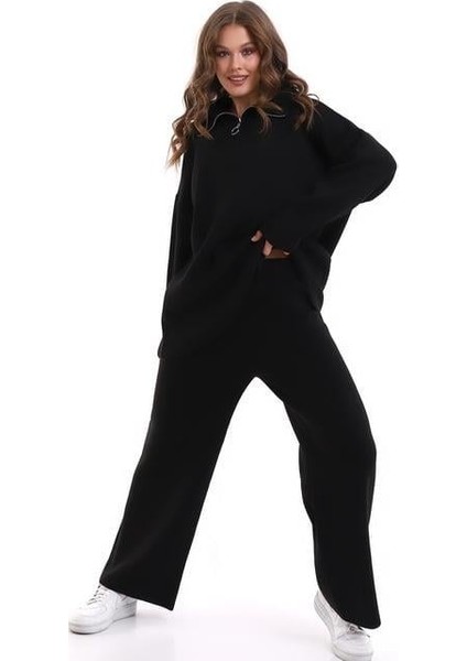 Oversize Fermuarlı Triko Alt Üst Takım 1805