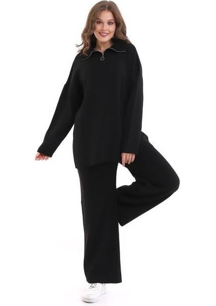 Oversize Fermuarlı Triko Alt Üst Takım 1805 modelleri