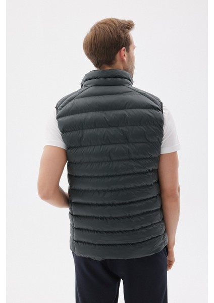 Dik Yaka Slim Fit Erkek Yeşil Casual Yelek fırsatları