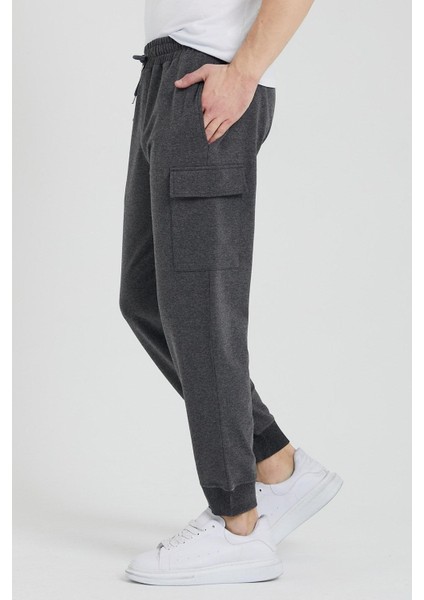 Kargo Cepli Jogger Fit Erkek Antrasit Eşofman Altı