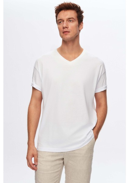 Ds Damat Regular Fit Beyaz %100 Pamuk T-Shirt