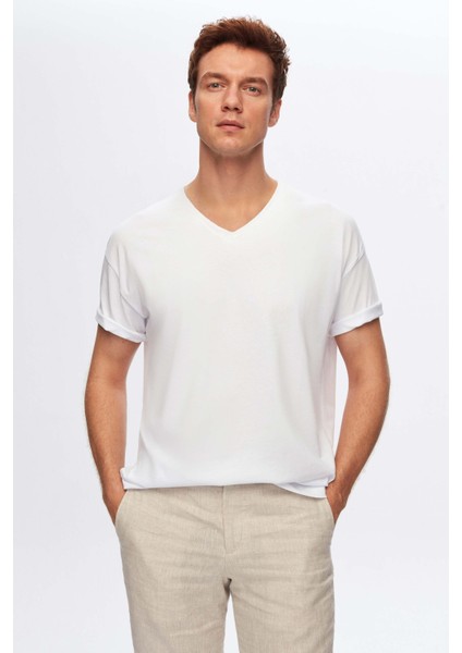 Ds Damat Regular Fit Beyaz %100 Pamuk T-Shirt
