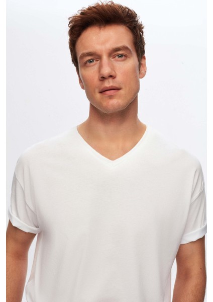 Ds Damat Regular Fit Beyaz %100 Pamuk T-Shirt