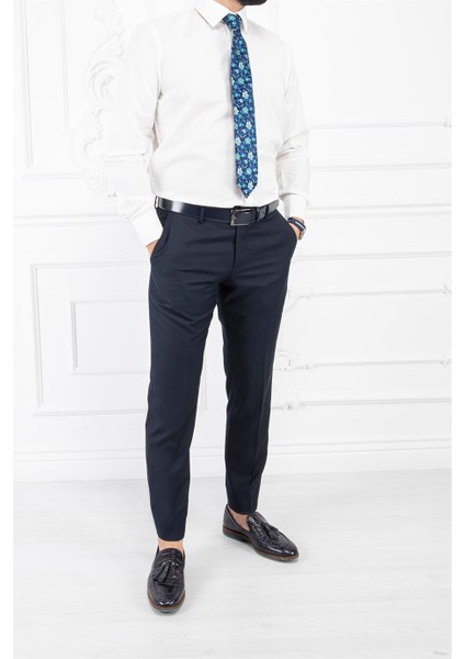 Erkek Slim Fit Dar Yaka Uzun Kol 6 Drop Krem Gömlek