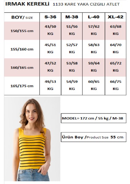 Kare Yaka Çizgili Triko Atlet Triko Bluz 1133 fırsatları