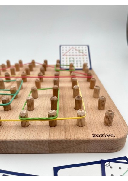 Montessori Eğitici Ahşap Oyuncak – Geoboard / Lastik Geçirme Çocuk Oyuncağı