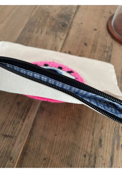 Punch Işlemeli Clutch - Makyaj Çantası, Çift Taraflı, Boncuklu, Göz Desenli, Pembe-Koyu Pembe modelleri