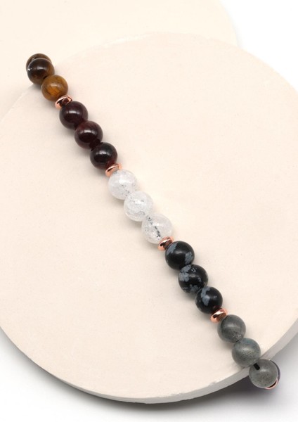 Akrep Burcu Taşlarından Oluşan Doğal Taş Makrome Bileklik 6 mm Küre Kesim - Burç Bilekliği fiyatları