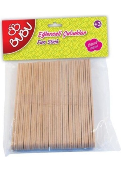 Eğlenceli Çubuklar Naturel 11,5x1 cm 40'lı (Dondurma Çubuğu)