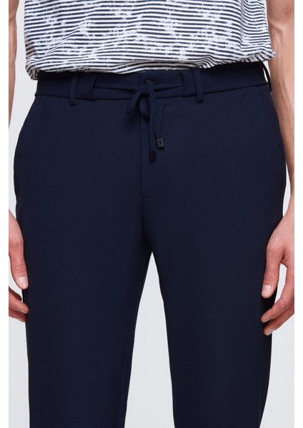 Slim Fit Lacivert Armürlü Jogger Pantolon fiyatları