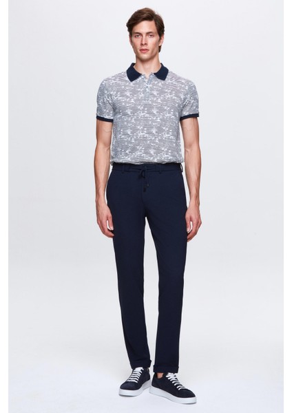 Slim Fit Lacivert Armürlü Jogger Pantolon fırsatları
