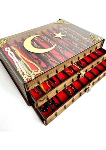 Kişiye Özel Şeffaf Kapaklı Ahşap Tesbih Koleksiyon Kutusu Tespih Kutusu (30 Tesbihlik) indirimleri