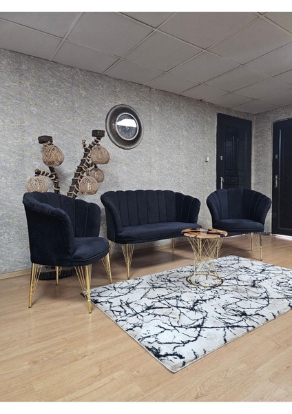 Gold Kaplama Tel Ayak Papatya Çay Seti Koltuk Takımı , Balkon, Salon, Ofis, Cafe Koltuk Takımı