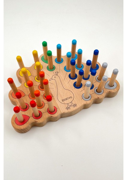 Montessori Eğitici Ahşap Oyuncak – Tak Çıkar Renkli Ahşap Tavus Kuşu Oyuncak fırsatları