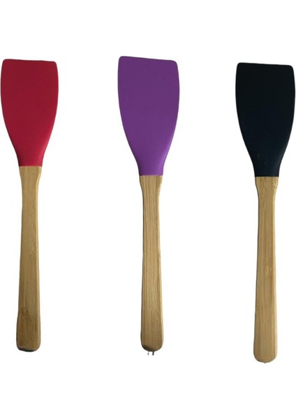 Silikon Spatula Bambu Saplı Silikon Spatula