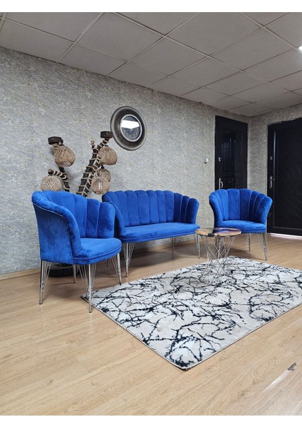 Krom Kaplama Tel Ayak Papatya Çay Seti Koltuk Takımı , Balkon, Salon, Ofis, Cafe Koltuk Takımı
