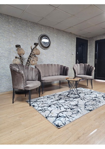 Siyah Boyalı Tel Ayak Papatya Çay Seti Koltuk Takımı , Balkon, Salon, Ofis, Cafe Koltuk Takımı fırsatları