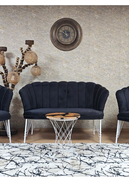 Beyaz Boyalı Tel Ayak Papatya Çay Seti Koltuk Takımı , Balkon, Salon, Ofis, Cafe Koltuk Takımı