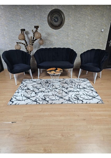 Beyaz Boyalı Tel Ayak Papatya Çay Seti Koltuk Takımı , Balkon, Salon, Ofis, Cafe Koltuk Takımı