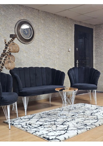 Beyaz Boyalı Tel Ayak Papatya Çay Seti Koltuk Takımı , Balkon, Salon, Ofis, Cafe Koltuk Takımı
